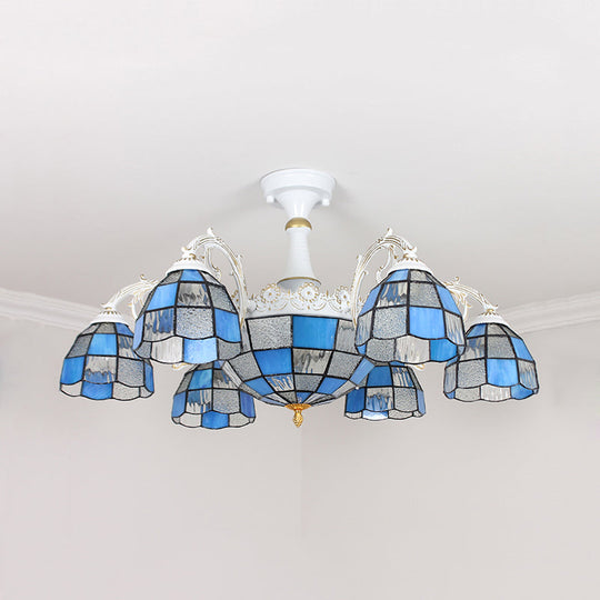 Baroque White/Blue/Silver Glass 9 - Light Ceiling Light Fixture For Bedroom