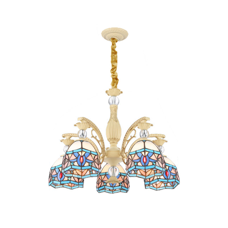 Blue Victorian Chandelier With Cut Glass Shade - 6/9/11 Lights Modern Suspension Pendant For Living