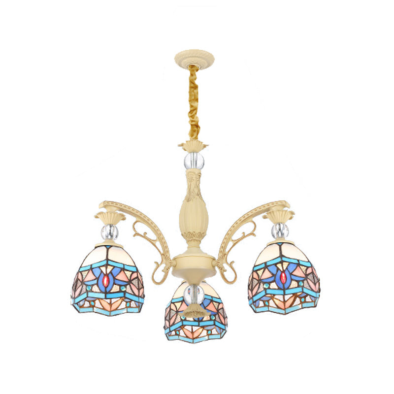 Blue Victorian Cut Glass Chandelier Light With Suspension Pendant - 6/9/11 Lights Domed Shade Living