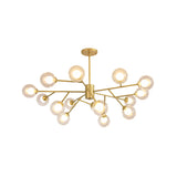 Modern 12/15/18-Light Chandelier With Clear Glass Shade And Black/Gold Ball Ceiling Pendant Lamp