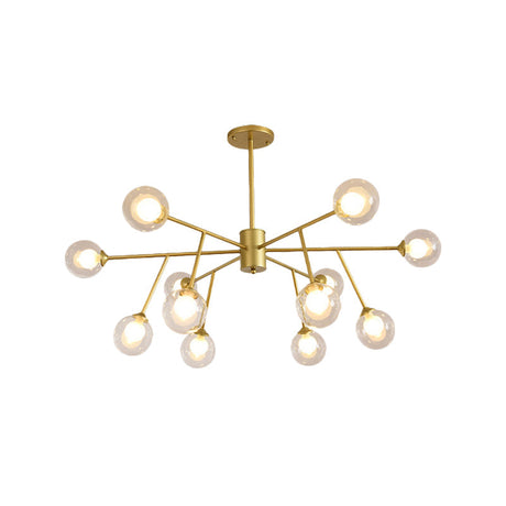 Modern 12/15/18-Light Chandelier With Clear Glass Shade And Black/Gold Ball Ceiling Pendant Lamp