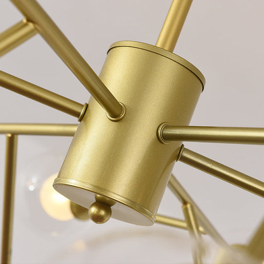 Modern Black/Gold Ball Pendant Chandelier With Clear Glass Shade - 12/15/18 Lights Ceiling Lighting