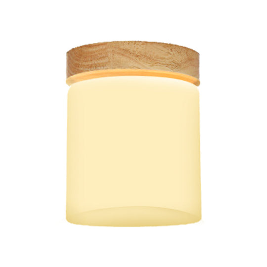 Frosted Glass Geometric Flush Mount Light - Nordic Style Ceiling Fixture For Corridor In White