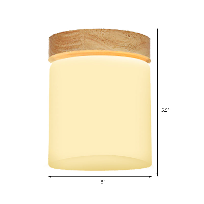 Frosted Glass Geometric Flush Mount Light - Nordic Style Ceiling Fixture For Corridor In White