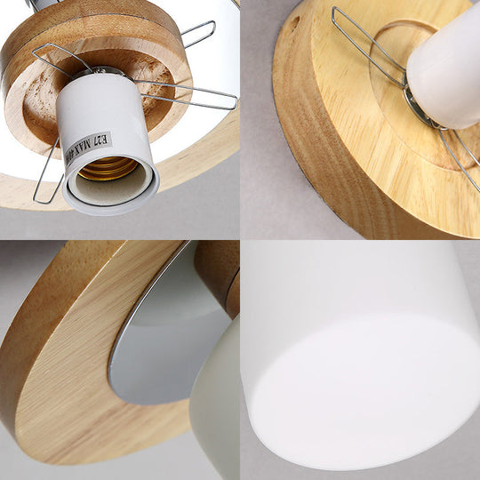 Frosted Glass Geometric Flush Mount Light - Nordic Style Ceiling Fixture For Corridor In White