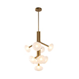Modern Gold Round Pendant Chandelier: Frosted Glass 9-Head Ceiling Suspension Lamp