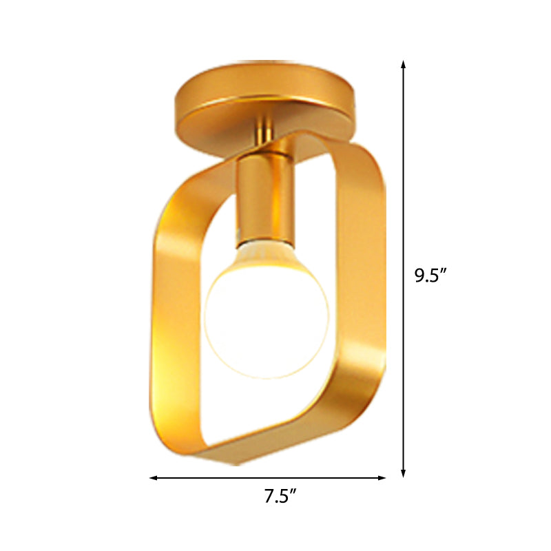 Nordic Metal Semi - Flush Mount Ceiling Light In Gold - Triangular/Square/Round Shade 1 - Light