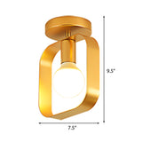 Nordic Metal Semi-Flush Mount Ceiling Light In Gold - Triangular/Square/Round Shade 1-Light Fixture