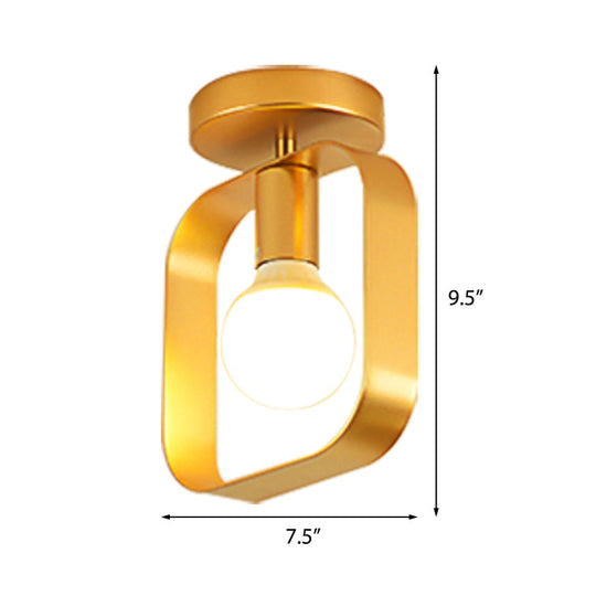 Nordic Metal Semi-Flush Mount Ceiling Light In Gold - Triangular/Square/Round Shade 1-Light Fixture