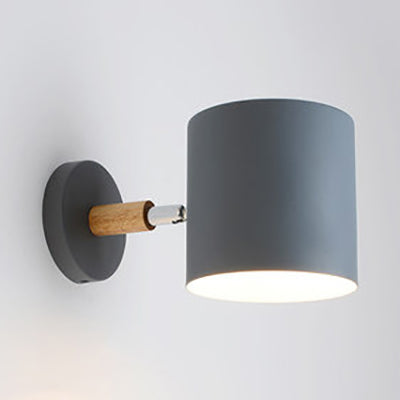 Kids Bedroom & Corridor Modern Wall Lamp - Metal Cylinder Design Grey