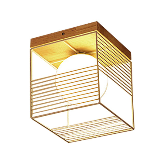 Contemporary Square Flush Mount Pendant Light - White/Black Metal Ideal For Bedroom Ceiling