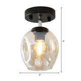 Modern Black/Gold Carafe Semi Flush Light - 1 Clear/Amber/Smoke Gray Glass Shade