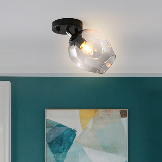 Modern Black/Gold Carafe Semi Flush Light - 1 Clear/Amber/Smoke Gray Glass Shade Black / Smoke Grey