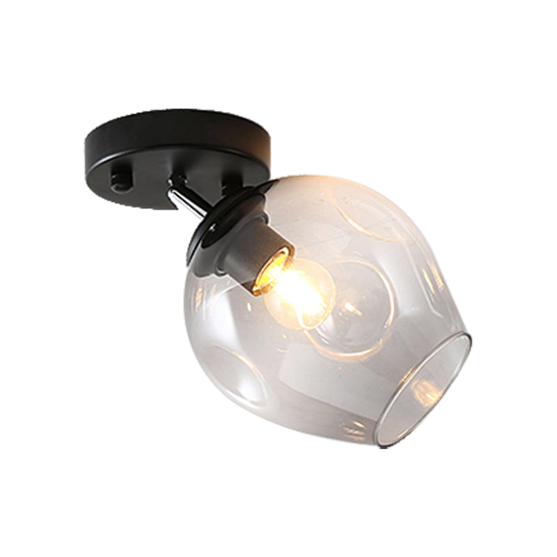 Modern Black/Gold Carafe Semi Flush Light - 1 Clear/Amber/Smoke Gray Glass Shade