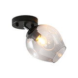 Modern Black/Gold Carafe Semi Flush Light - 1 Clear/Amber/Smoke Gray Glass Shade
