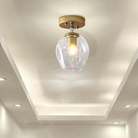 Modern Black/Gold Carafe Semi Flush Light - 1 Clear/Amber/Smoke Gray Glass Shade Gold / Clear