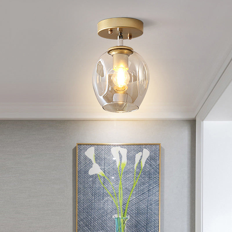 Modern Black/Gold Carafe Semi Flush Light - 1 Clear/Amber/Smoke Gray Glass Shade Gold / Smoke Grey