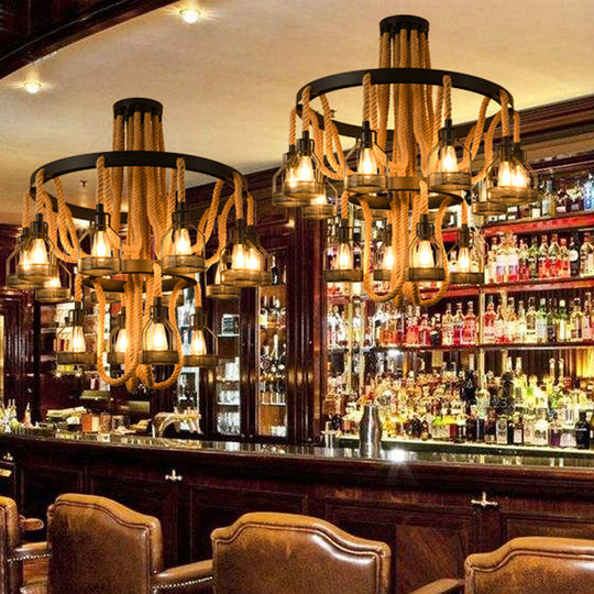 Metallic Chandelier - 4/6/14 Lights Circular Design Black Perfect For Restaurants And Ceilings 14 /