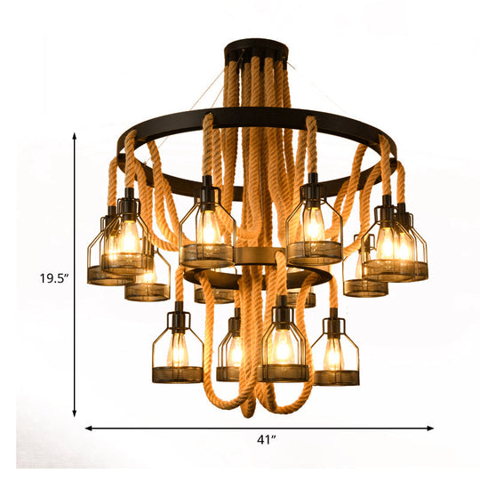 Metallic Chandelier - 4/6/14 Lights Circular Design Black Perfect For Restaurants And Ceilings