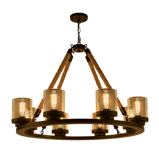 Industrial Metal Black Chandelier Pendant With 6/8 Lights - Stylish Ceiling Lamp For Restaurants