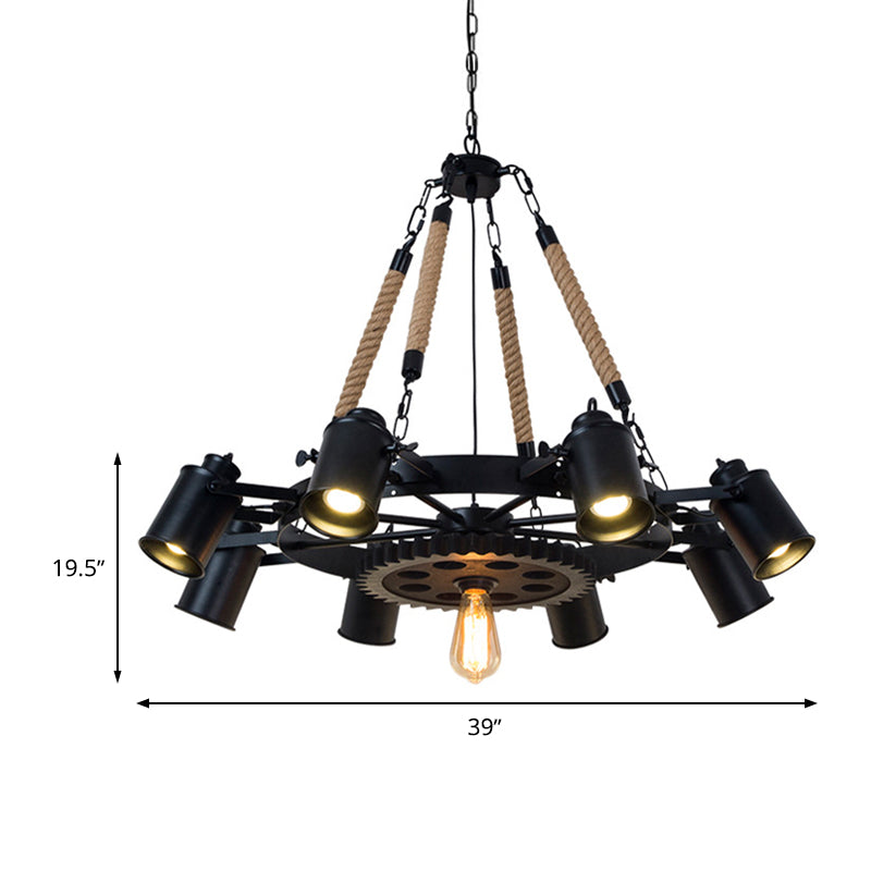 Metallic Factory Tube Chandelier Pendant Light Fixture - 7/9/11 Lights In Black For Dining Room