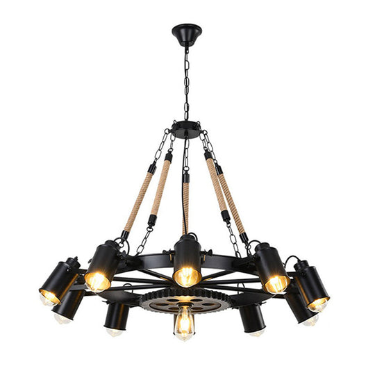 Metallic Factory Tube Chandelier Pendant Light Fixture - 7/9/11 Lights In Black For Dining Room 11 /