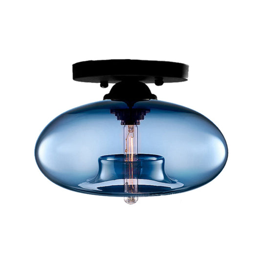 Modernist Glass Flush Ceiling Light Fixture - Oblong Shape 1 Sky Blue/Amber/Smoke Gray/Coffee 11’