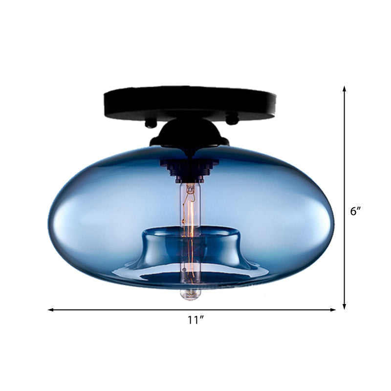 Modernist Glass Flush Ceiling Light Fixture - Oblong Shape 1 Sky Blue/Amber/Smoke Gray/Coffee 11’