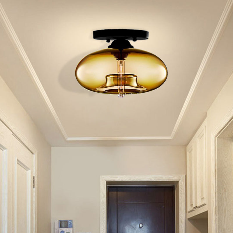 Modernist Glass Flush Ceiling Light Fixture - Oblong Shape 1 Sky Blue/Amber/Smoke Gray/Coffee 11