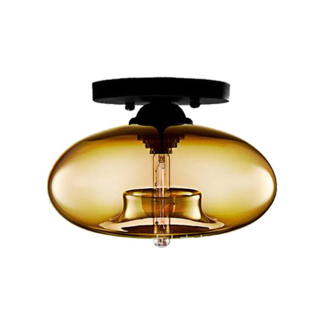 Modernist Glass Flush Ceiling Light Fixture - Oblong Shape 1 Sky Blue/Amber/Smoke Gray/Coffee 11