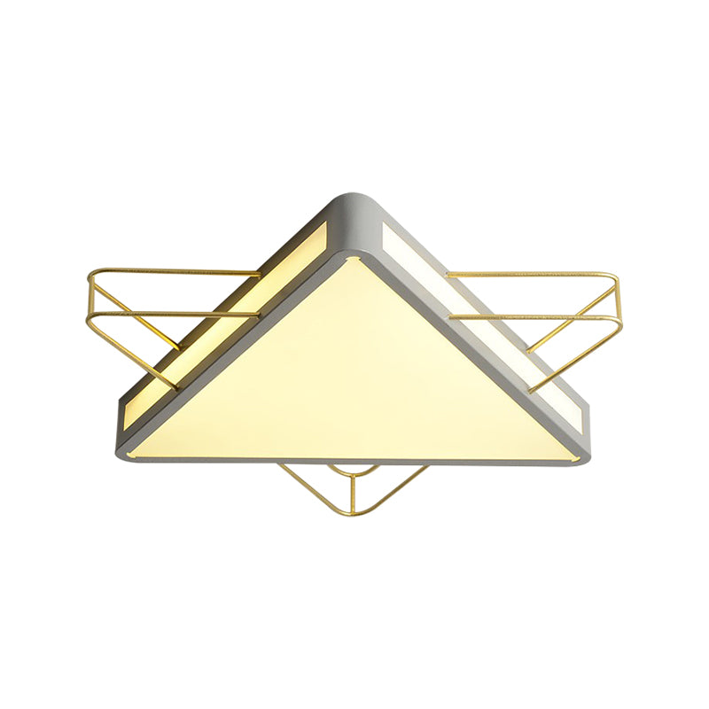 Nordic Metal Black/Grey Flush Mount Light With Acrylic Diffuser – Star/Triangle Design