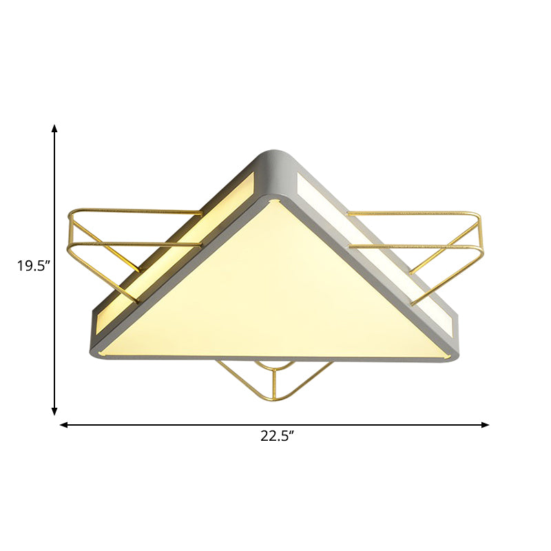 Nordic Metal Black/Grey Flush Mount Light With Acrylic Diffuser – Star/Triangle Design
