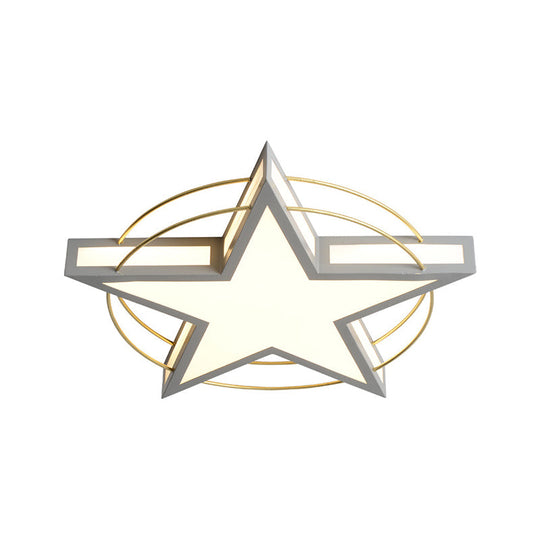 Nordic Metal Black/Grey Flush Mount Light With Acrylic Diffuser Star/Triangle Design