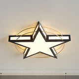 Nordic Metal Black/Grey Flush Mount Light With Acrylic Diffuser Star/Triangle Design Black / 20.5