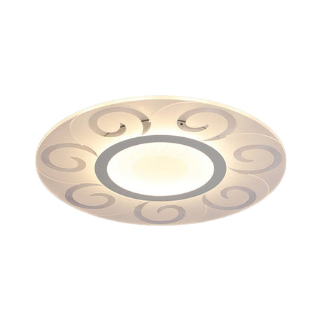 Modern Acrylic Led Flushmount Ceiling Light For Living Room - Ultra Thin Design In Multiple Widths