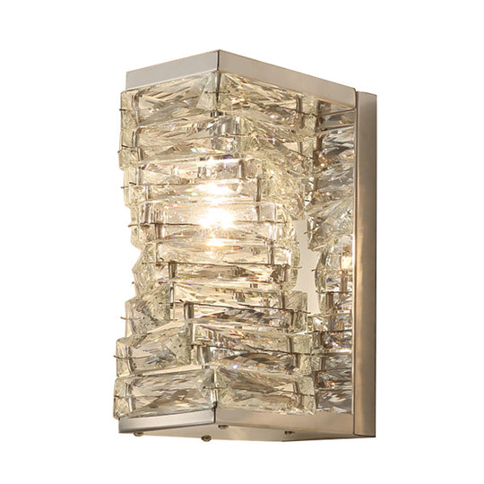 Modern Geometric Clear Crystal Led Wall Sconce - 1 Bulb Living Room Lighting Fixture