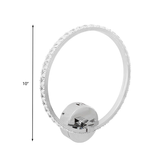 Translucent Crystal Sconce Light - Modern Led Wall Lighting Fixture | Chrome Finish 6/8/10 H