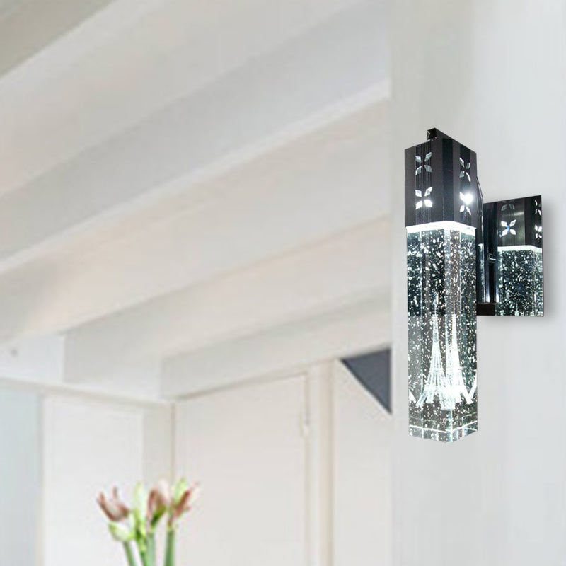 Modern Led Crystal Wall Sconce In Warm/White - 2 Color Lights Nickle Fixture