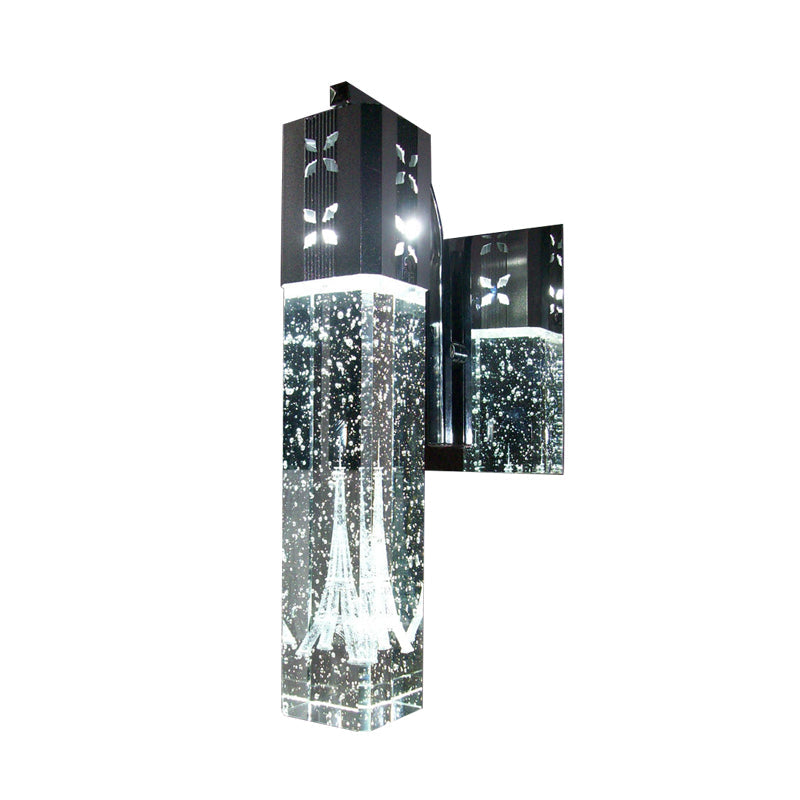 Modern Led Crystal Wall Sconce In Warm/White - 2 Color Lights Nickle Fixture