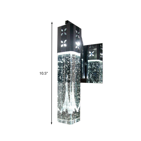 Modern Led Crystal Wall Sconce In Warm/White - 2 Color Lights Nickle Fixture