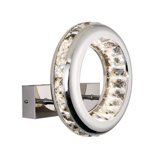 Modern Led Wall Sconce Light Fixture With Stainless Steel Shade - Nickel Circle Mount Warm/White