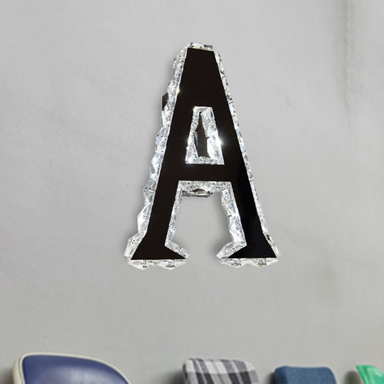 Led Modern Black Wall Lamp With A-Shaped Crystal Shade And Adjustable Light Temperature / Warm