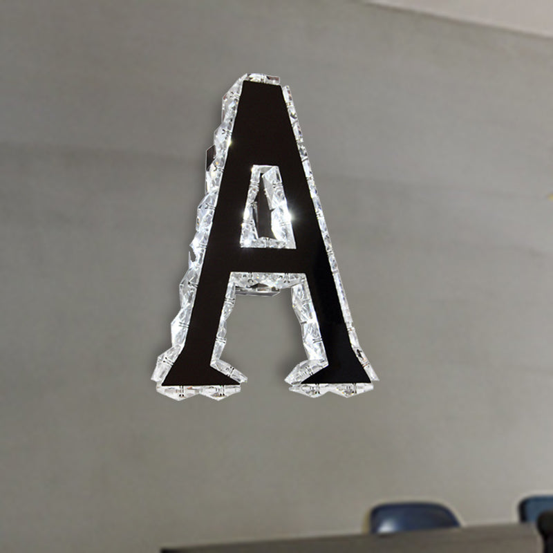 Led Modern Black Wall Lamp With A-Shaped Crystal Shade And Adjustable Light Temperature