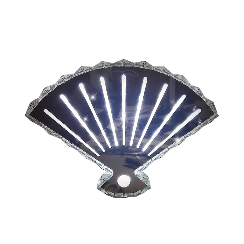 Minimal Led Crystal Wall Lamp - Black Fan Design With Adjustable Warm/White Lighting