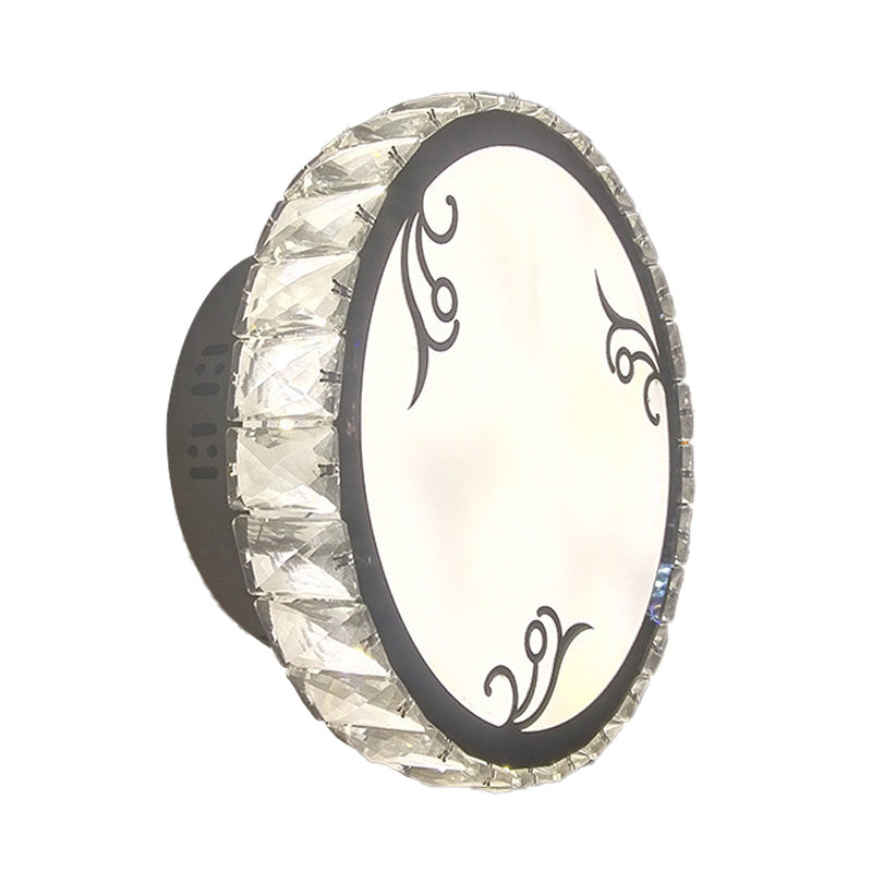 Contemporary Led Circular Wall Light - Clear Crystal Design Warm Or White Option Mounted Lighting