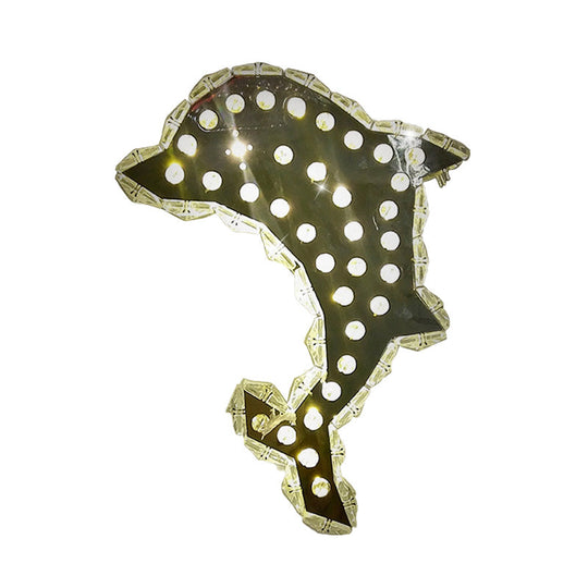 Contemporary Led Crystal Prism Dolphin Wall Light In Warm/White - Nickle Mount Fixture