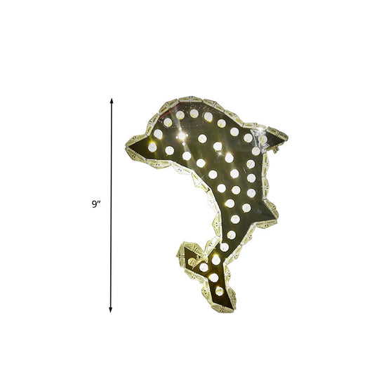 Contemporary Led Crystal Prism Dolphin Wall Light In Warm/White - Nickle Mount Fixture