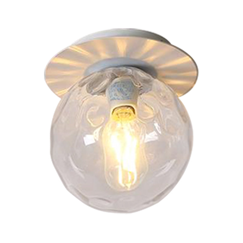 Nordic 1 Head Orb Light Fixture With Clear Hammered Glass Shade - Stylish Gray/White/Green/Wood