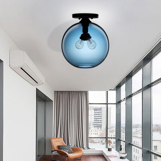 Modern 2-Head Flushmount Ceiling Lamp With Colorful Glass Shades - Global Mounted Light

Or

Global
