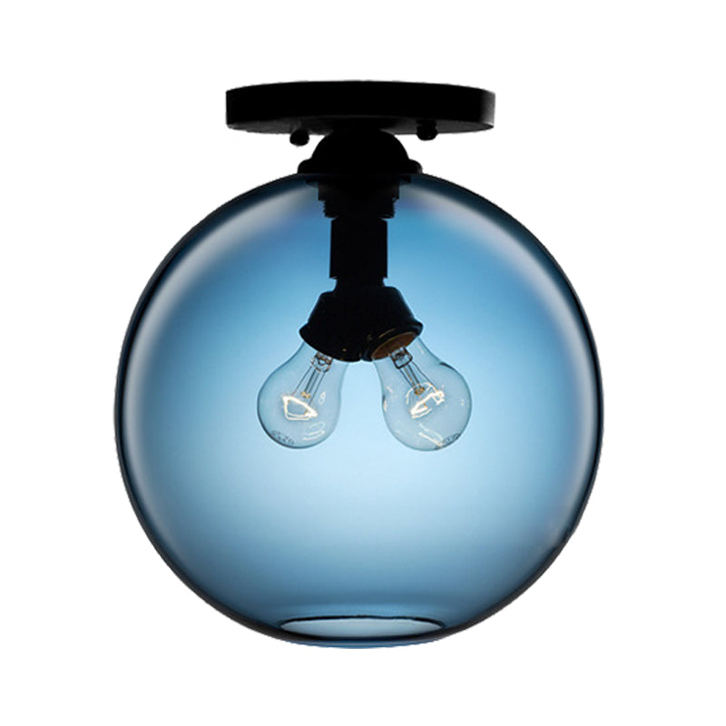 Modern 2 - Head Flushmount Ceiling Lamp With Colorful Glass Shades - Global Mounted Light’ Or